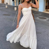 SC Plus Size Solid Color Sling Big Swing Maxi Dress GHHE-28341