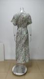 SC Plus Size Print V Neck Bodycon Dress GHHE-28206