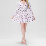 SC Plus Size Print V Neck Lace Mini Dress GHHE-8536