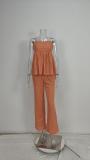 SC Plus Size Solid Color Loose Sling Two Piece Pants Suit GHHE-28635