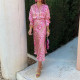 SC Plus Size Long Sleeve Print Shirt Skirt Suit GHHE-28523