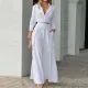 SC Plus Size Solid Color Shirt Wide Leg Pants Suit GHHE-8777