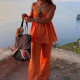 SC Plus Size Solid Color Loose Sling Two Piece Pants Suit GHHE-28635