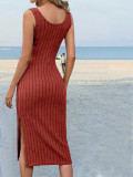 SC Sleeveless Slim Solid Split Midi Dress GYSQ-KDEC1250