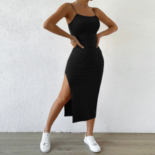 SC Sexy Backless Sling Split Midi Dress GYSQ-CDCK2210