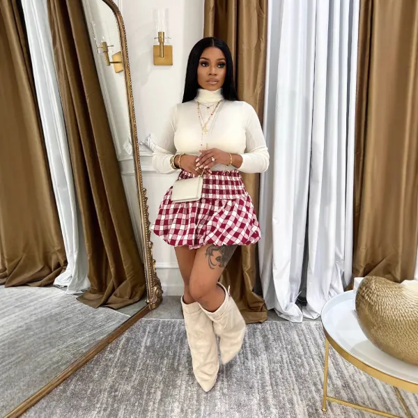 SC Sexy Plaid Print Ultra Short Pod Skirt SFY-614