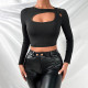 SC Sexy Solid Color Long Sleeve Crop Tops GYSQ-WCCI0130