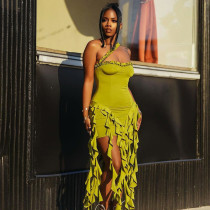 SC Halter Neck Backless Irregular Midi Dress BLG-D4716928A