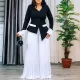 SC Plus Size Flare Sleeve Press Pleated Wide Leg Pants Suit GATE-553