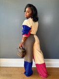 SC Color Block Long Sleeve Zipper Patchwork Pant Suit CH-24067