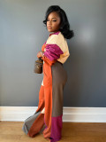 SC Color Block Long Sleeve Zipper Patchwork Pant Suit CH-24067
