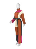SC Color Block Long Sleeve Zipper Patchwork Pant Suit CH-24067