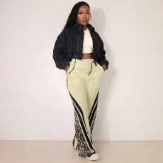 SC Leopard Print Patchwork Loose Sweatpant OD-8719