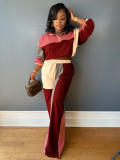 SC Color Block Long Sleeve Zipper Patchwork Pant Suit CH-24067