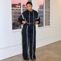 SC Plus Size Patchwork Hooded Sweatshirt Two-Piece Set NY-10932