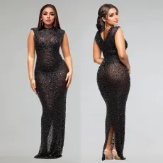 SC Hot Drill Sleeveless Slim Maxi Dress GFYX-7113