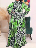 SC Plus Size Print V Neck Maxi Dress GAWE-6406