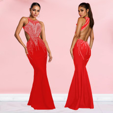 SC Rhinestone Gowns Backless Fishtail Dress GFYX-7122
