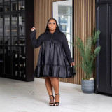 SC Plus Size Patchwork Hooded Midi Dress BMF-PW915