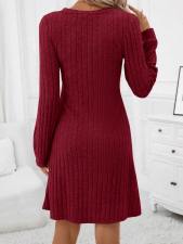 SC Long Sleeve V Neck Midi Dress GYSQ-CDEF2160