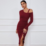 SC Long Sleeve Drawstring Split Midi Dress GYSQ-WDCG2610