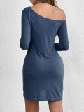 SC Loose Solid Logn Sleeve Casual Dress GYSQ-CDCJ3120