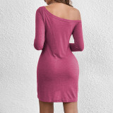 SC Loose Solid Logn Sleeve Casual Dress GYSQ-CDCJ3120