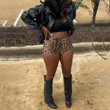 SC Leopard Print Sequin Mini Short DLSF-K24P56756