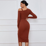 SC Long Sleeve Drawstring Split Midi Dress GYSQ-WDCG2610
