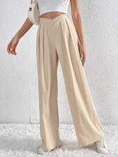 SC Solid Color Pleated Loose Wide Leg Pants GYSQ-ZPDH0430