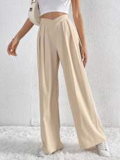 SC Solid Color Pleated Loose Wide Leg Pants GYSQ-ZPDH0430