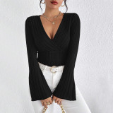 SC Flare Sleeve V Neck T Shirt GYSQ-CCEF1870