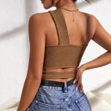 SC Hollow Out Knit Wrap Top GYSQ-CVCB2650