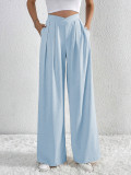SC Solid Color Pleated Loose Wide Leg Pants GYSQ-ZPDH0430