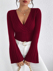 SC Flare Sleeve V Neck T Shirt GYSQ-CCEF1870