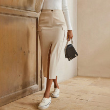 SC Casual Button Split Half Body Skirt GYSQ-ZRDJ0960