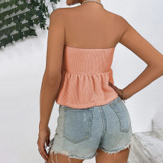 SC Sexy Tube Tops Tie Up Ruffles Top GYSQ-QVCE2820
