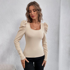 SC Square Neck Long Sleeve Knits T Shirt GYSQ-WCCF2310