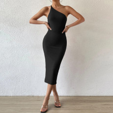 SC Sleeveless Slash Shoulder Backless Midi Dress GYSQ-CDCJ2210