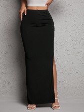 SC Solid Color Slim High Split Long Skirt GYSQ-UREE3110
