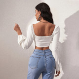 SC Long Sleeve Square Neck Crop Tops GYSQ-QCCF1440