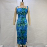 SC Printed Backless Slim Bandage Dress GPBY-13235