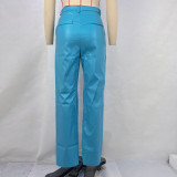 SC Fashion Solid Color PU Leather Straight Pant GPBY-8005