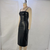 SC Sexy PU Leather Backless Bandage Dress GPBY-14781