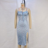 SC Halter Floral Print Split Midi Dress GPBY-14533