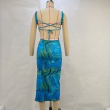 SC Printed Backless Slim Bandage Dress GPBY-13235