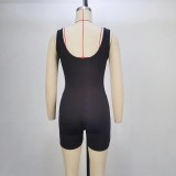 SC Solid Color Sleeveless Backless Romper GPBY-14469