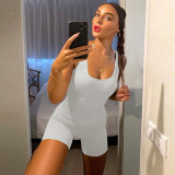 SC Solid Color Sleeveless Backless Romper GPBY-14469