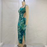 SC Printed Backless Slim Bandage Dress GPBY-13235