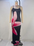 SC Sexy Print Sling Split Maxi Dress GPBY-15416